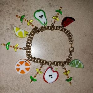 Vtg Art Glass Lampwork Fruit Colorful Beaded c